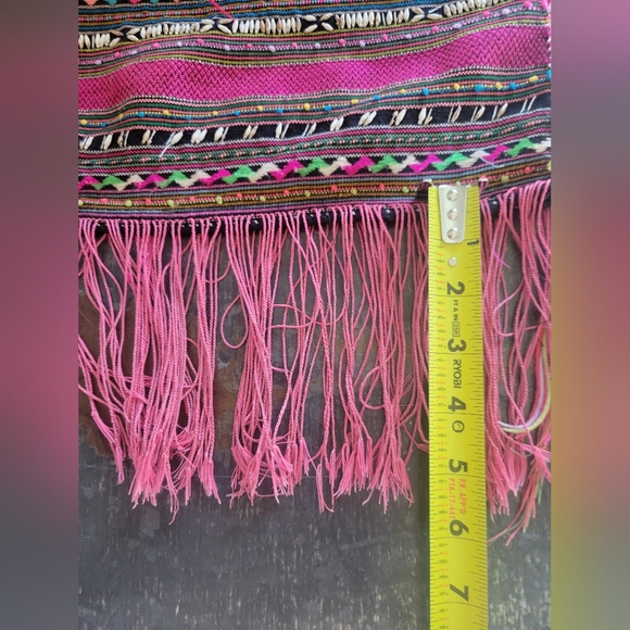 Elliot Mann Oversized Fringe Detail Boho Hippy bag with leather handle - Picture 14 of 14